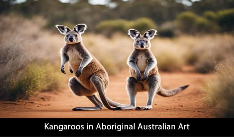 Australian outback landscape with kangaroo