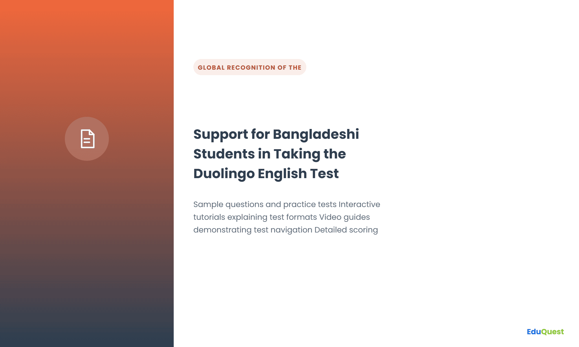Support for Bangladeshi Students in Taking the Duolingo English Test
