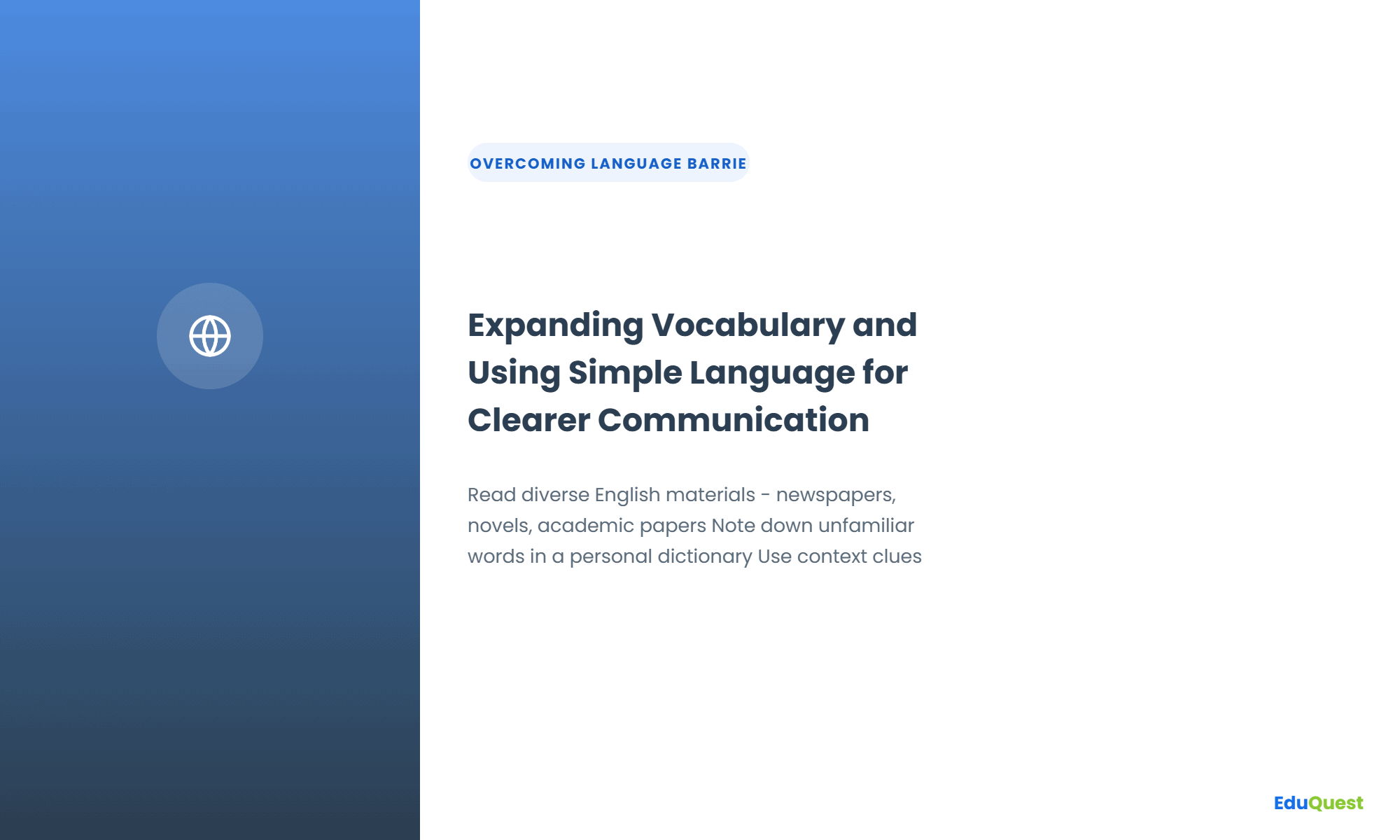 Expanding Vocabulary and Using Simple Language for Clearer Communication Among Diverse Aud