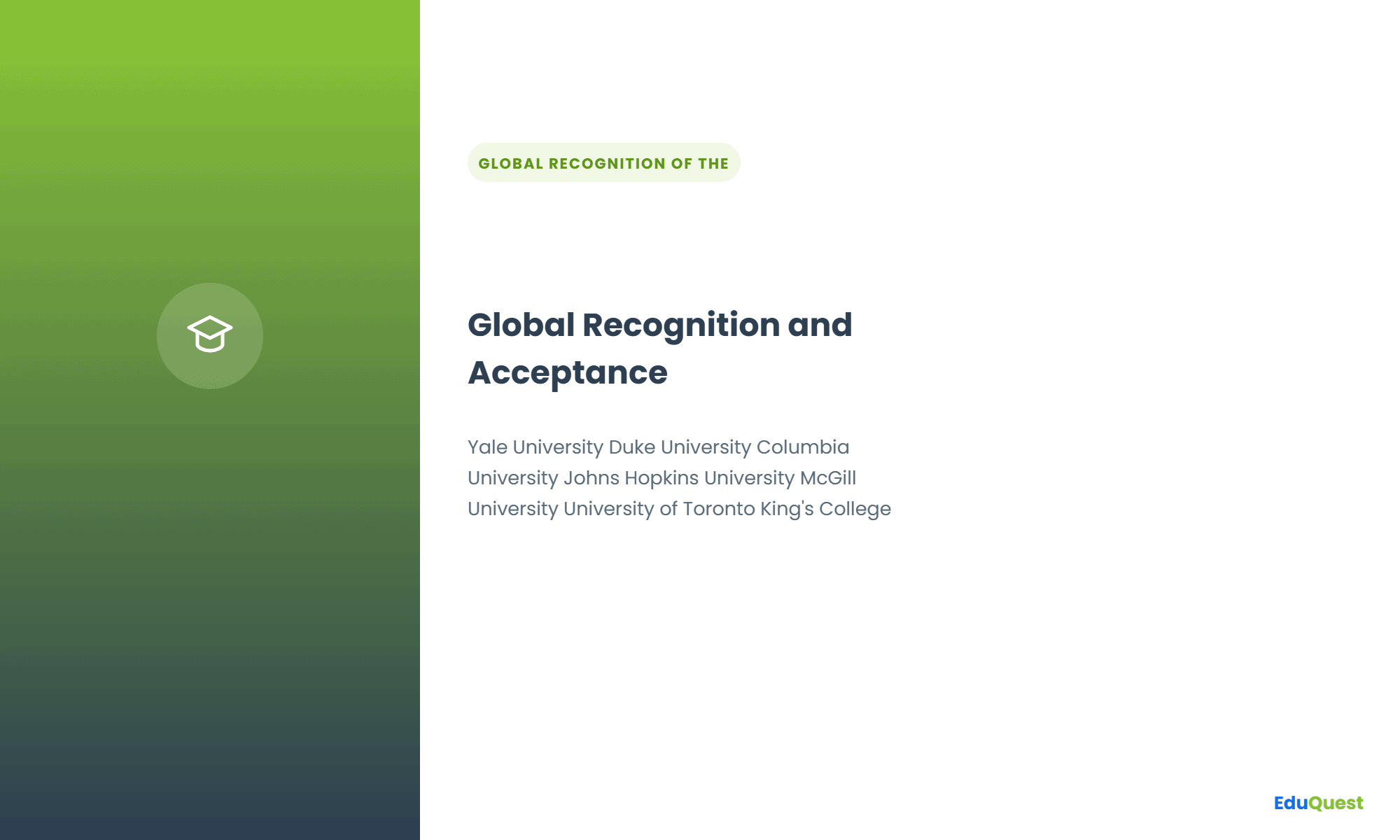 Global Recognition and Acceptance