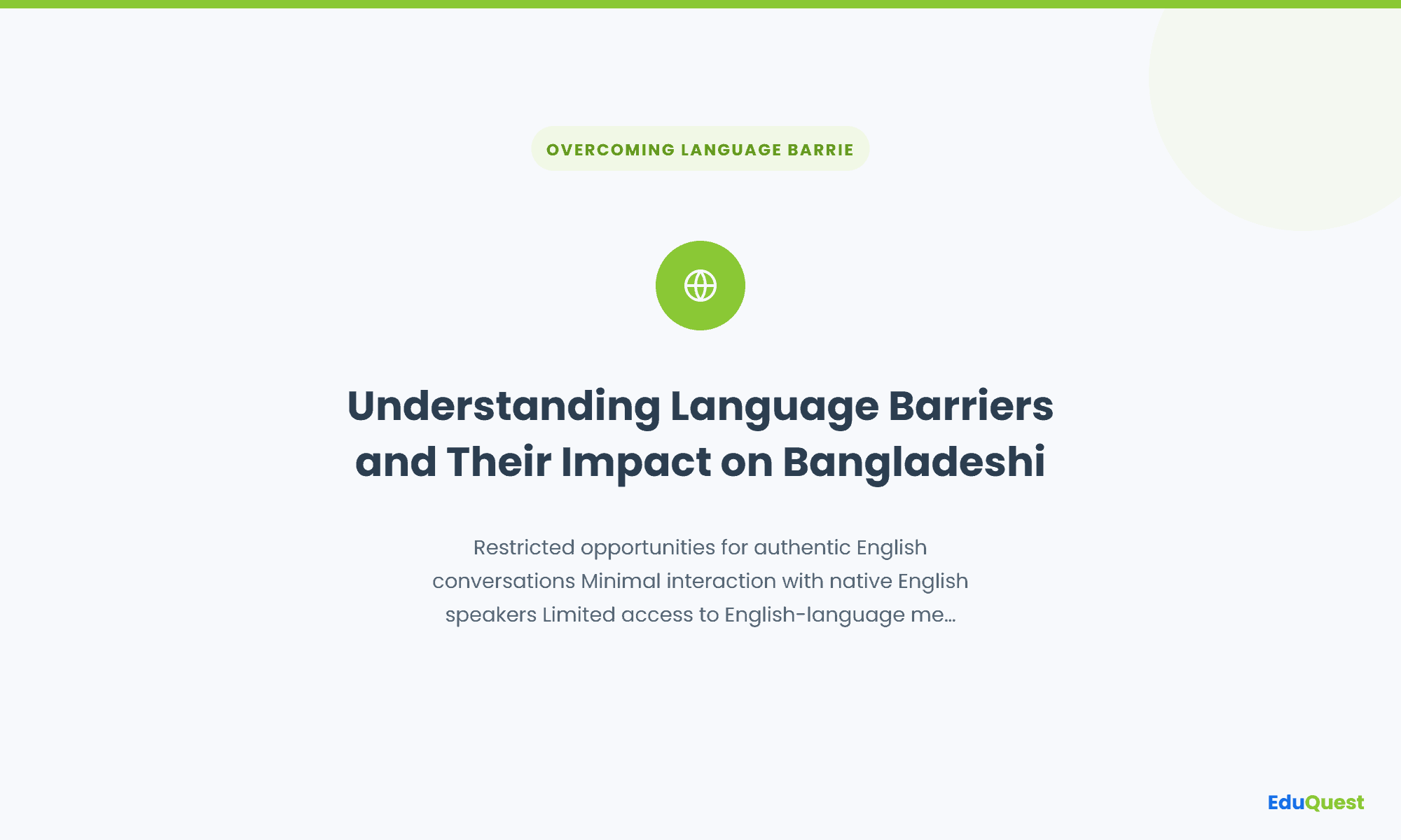 Understanding Language Barriers and Their Impact on Bangladeshi Students